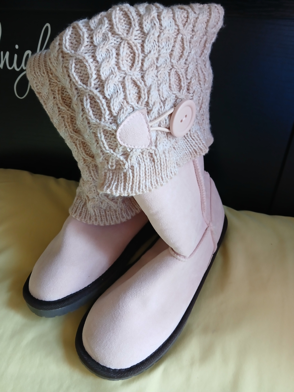 Muk Luks Light Pink Knit-Cuff Winter Boots